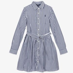 Polo Ralph Lauren Blue Stripe Cotton Shirt Dress.